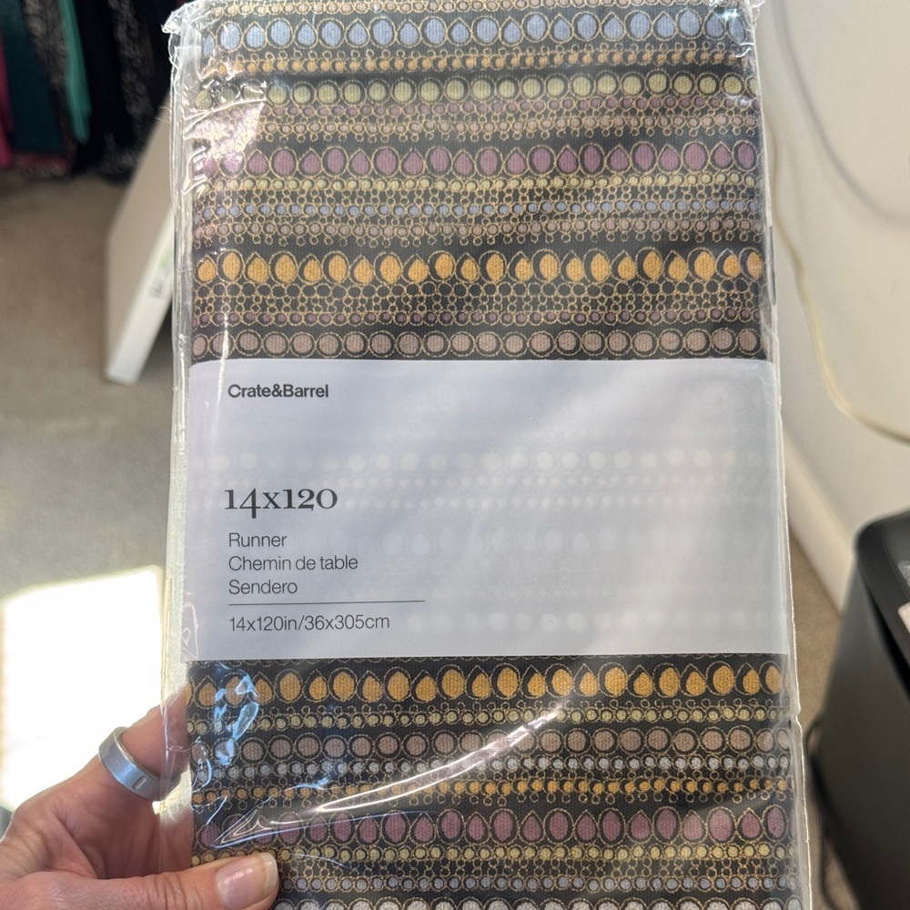 NWT Crate&Barrel Gold and Pink Patterned Runner
